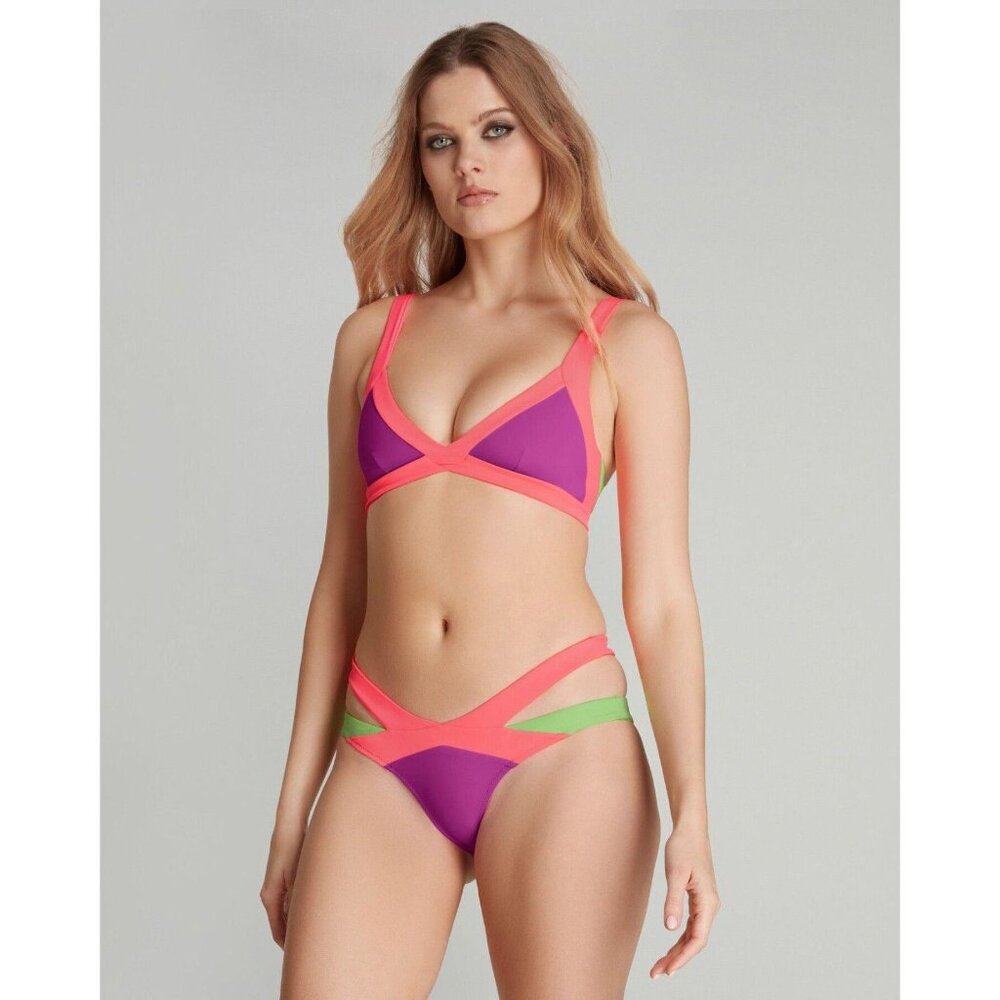 Agent Provocateur Mazzy Pink Green Purple 5/4 Bikini Set NWT